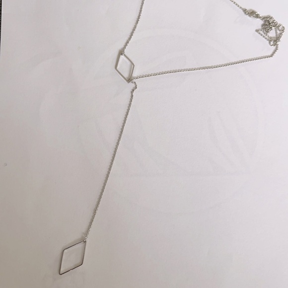 Long Silver Diamond Shaped Necklace - Picture 1 of 3